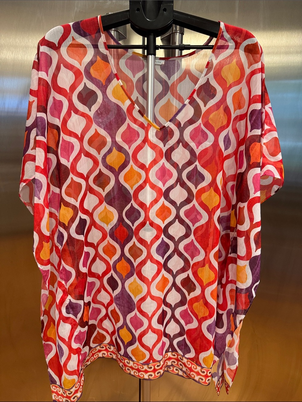 Trina Turk Multi-Color Geometric V-Neck Swim Coverup